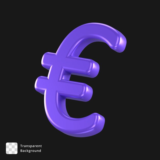 PSD icône 3d d'un signe de l'euro violet