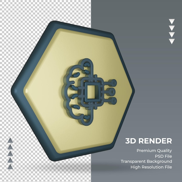 Icône 3D signe d'usine d'intelligence artificielle rendu vue gauche