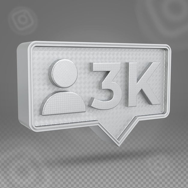 Ícone 3d silver instagram 3k seguidores