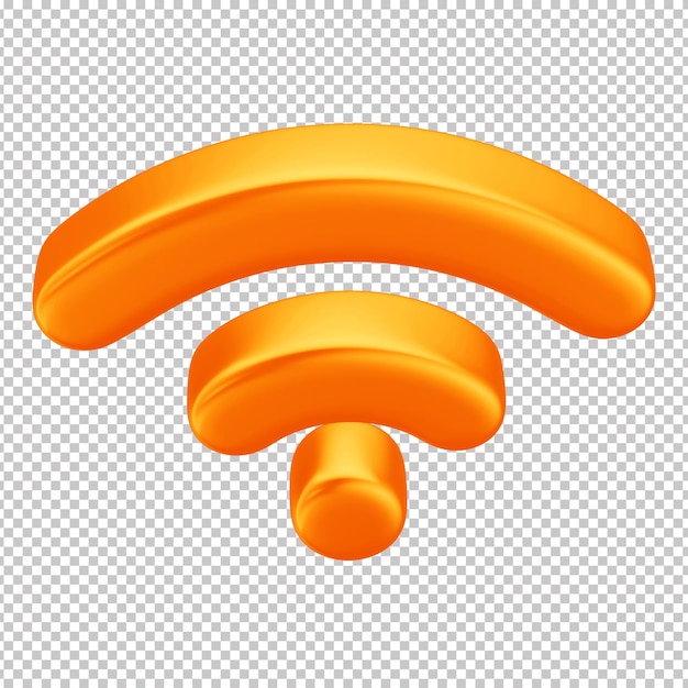 PSD Ícone 3d simbolizando wi-fi na cor laranja com fundo transparente