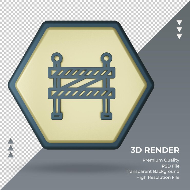 PSD ícone 3d sinalização de fábrica de barreira renderizando vista frontal