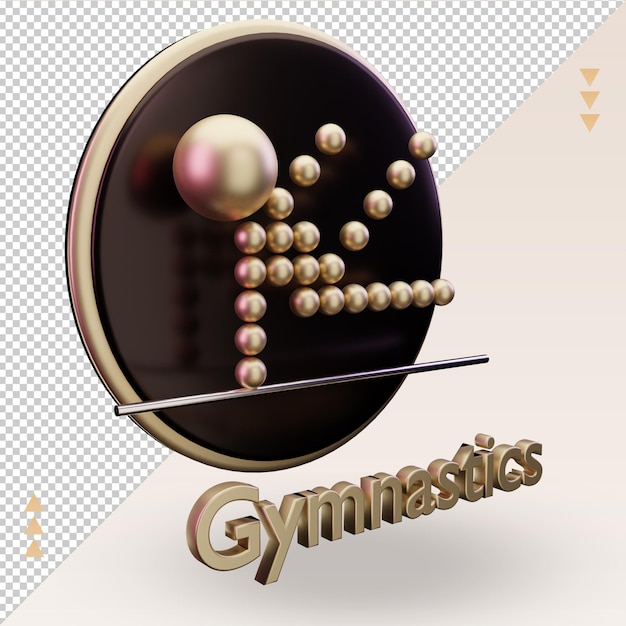 PSD icône 3d sport olympique d'or symbole de gymnastique rendu vue de gauche