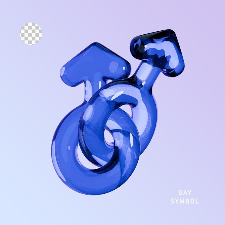 PSD icône 3d symbole bleu gay haute résolution