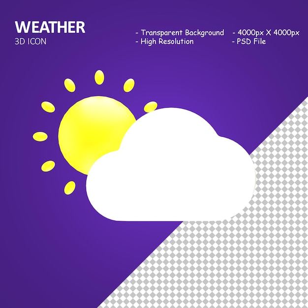 PSD icône 3d de temps ensoleillé