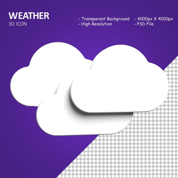 PSD icône 3d temps nuageux