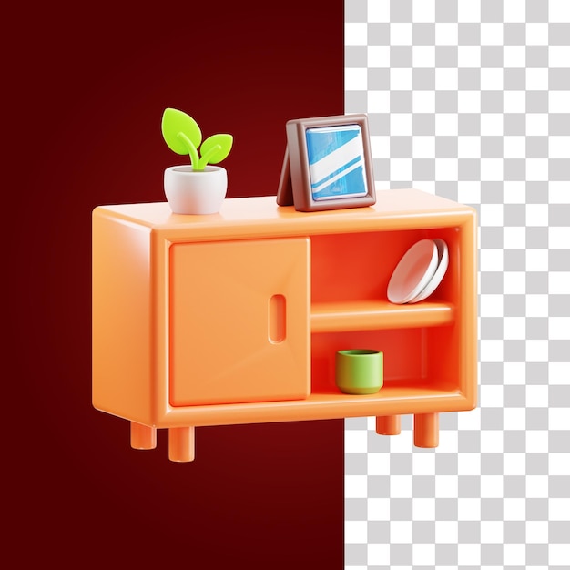 PSD icône 3d de tiroir en bois