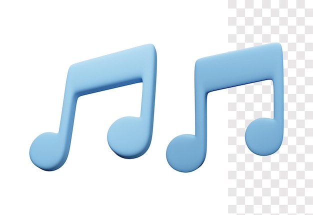 Icône 3d de tonalité de musique avec la couleur bleue