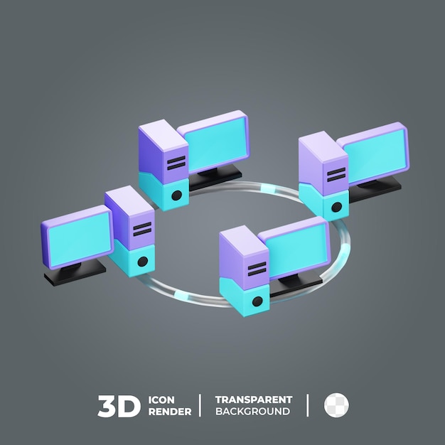 PSD Ícone 3d topologia de rede