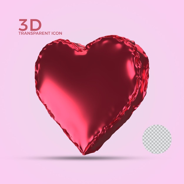 Ícone 3d transparente do balão do amor fofo psd