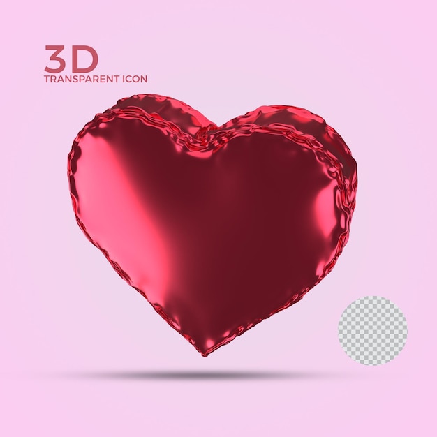 Ícone 3d transparente do balão do amor fofo vista superior do psd