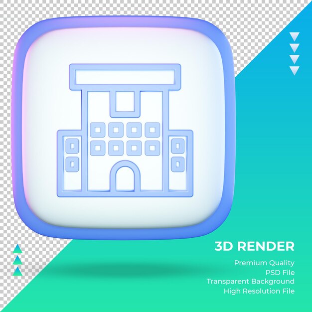 PSD l'icône 3d de l'université de l'université signe le rendu vue de face