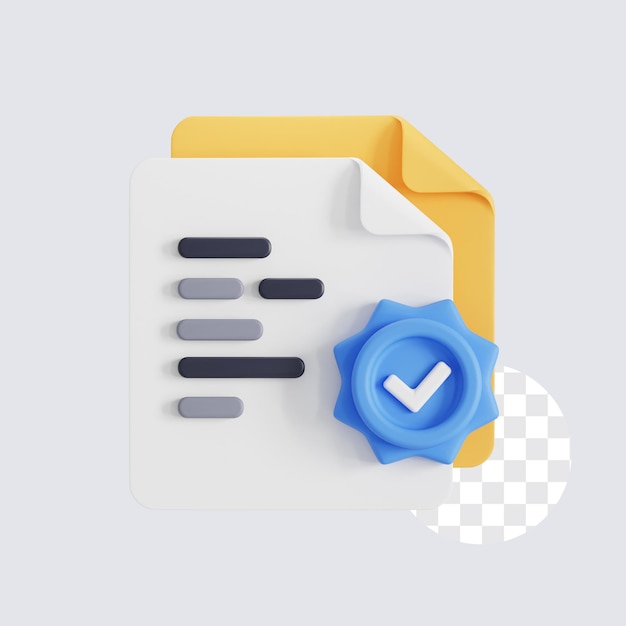 Icône 3D de vérification du document