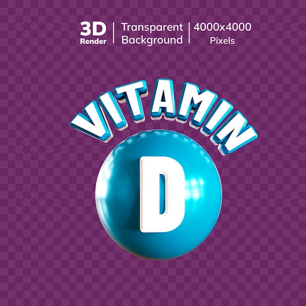 Icône 3D de vitamine D avec fond transparent Supplément de haute qualité et représentation de la santé