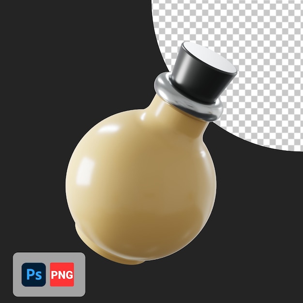 PSD icône 3d de vue de côté de bouteille de potion