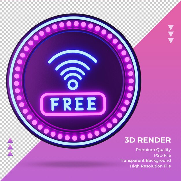 Icône 3d Wifi Gratuit Hôtel Enseigne Au Néon Rendu Vue De Face