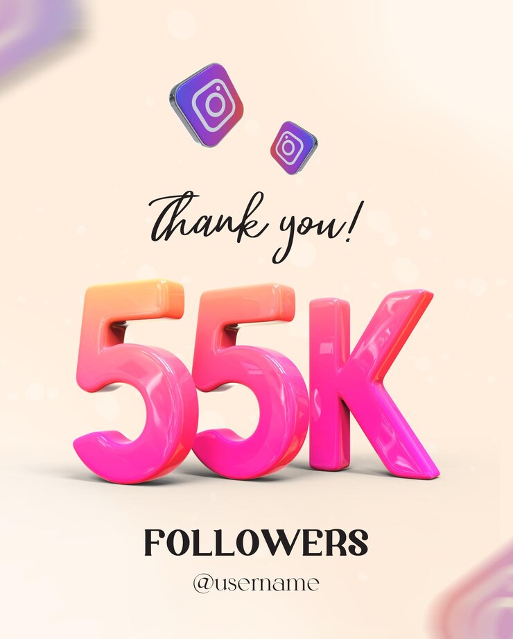 PSD ícone 55k seguidores no design do instagram