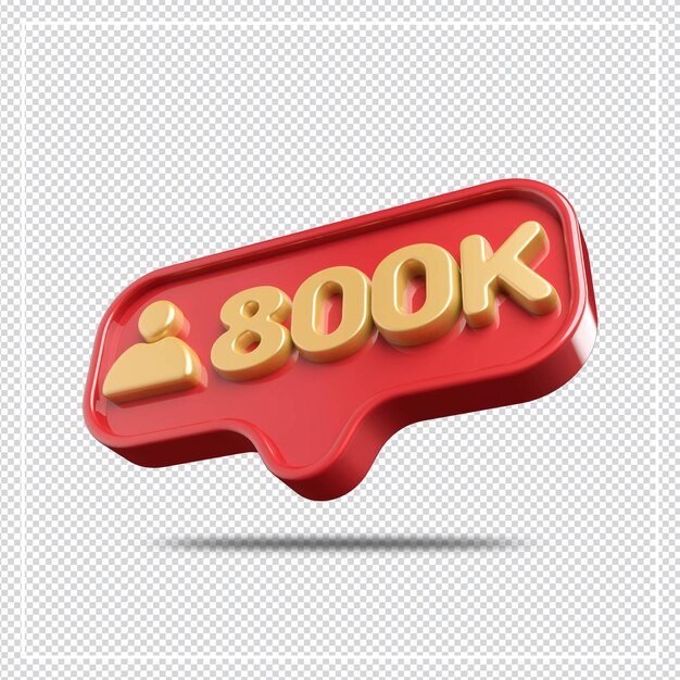 Ícone 800k seguidores ouro 3d