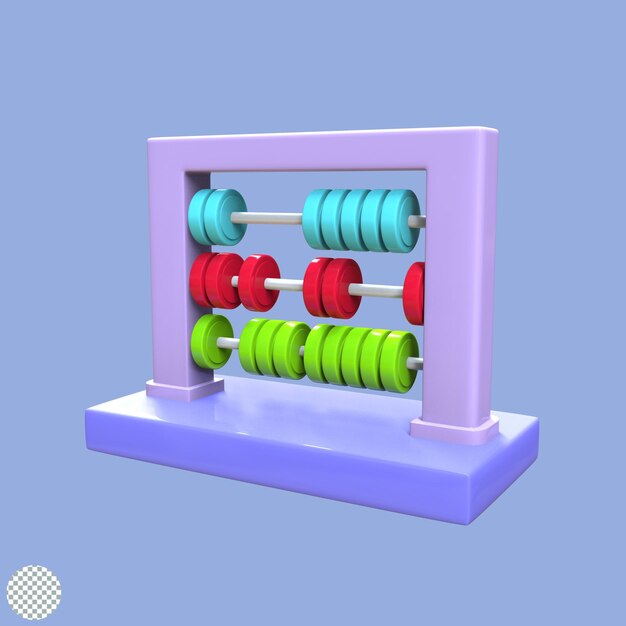 PSD icône abacus illustration de rendu 3d pour l'éducation des enfants