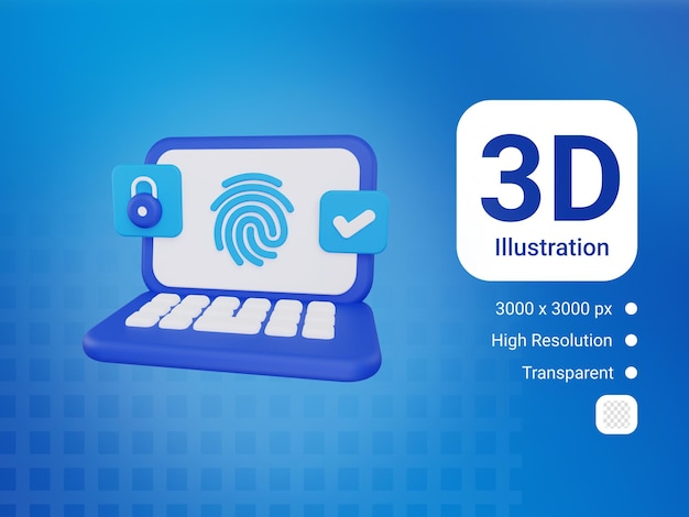 icône d'accès aux empreintes digitales 3d
