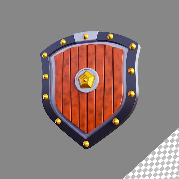 Icône d'actif de jeu de bouclier PSD 3D gratuit illustration de rendu 3D isolée