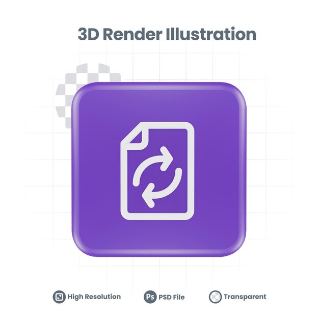 Icône D'actualisation Du Document D'illustration 3d Pour La Promotion Des Médias Sociaux De L'application Mobile Web