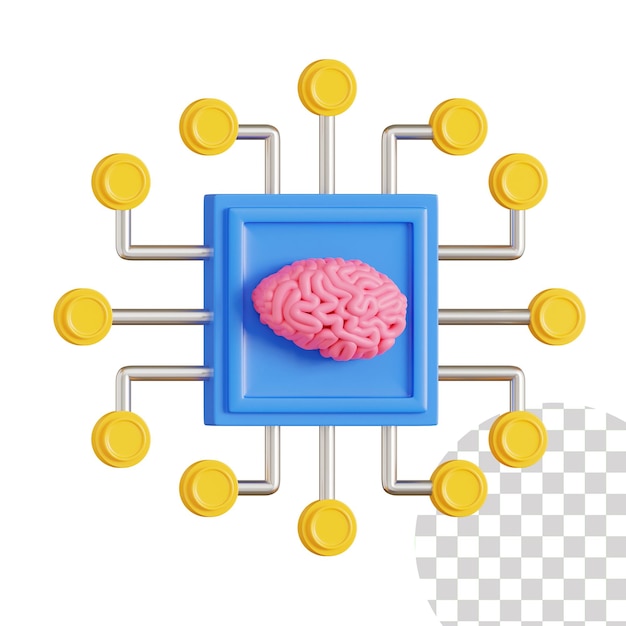 PSD Ícone ai brain chip 3d