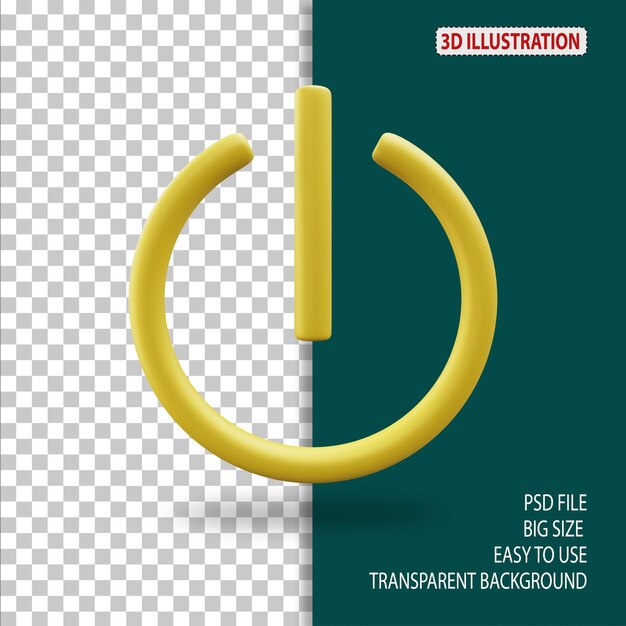 Icône d'alimentation uiux 3d icône illustration avec fond transparent