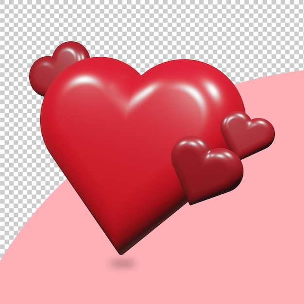 Icône d'amour coeur rouge rendu 3D