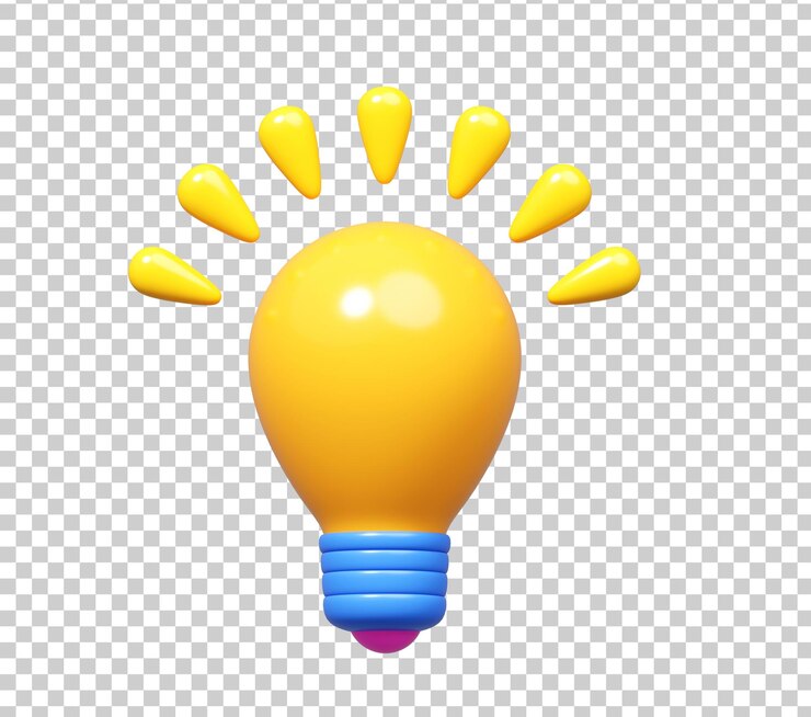 Icône d'ampoule 3D avec des rayons d'inspiration