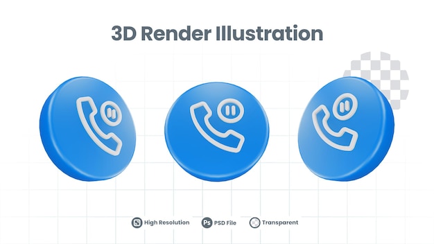 Icône D'appel De Pause De Rendu 3d Pour La Promotion Des Médias Sociaux De L'application Mobile Web