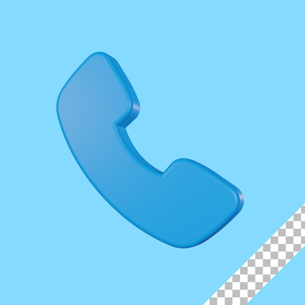 PSD icône d'appel téléphonique bleu de rendu 3d avec fond transparent