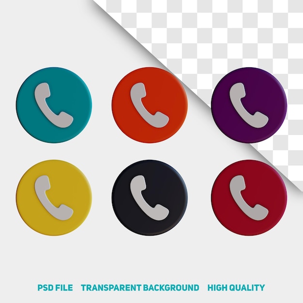 icône de l'application d'appel téléphonique minimaliste de rendu 3d psd premium