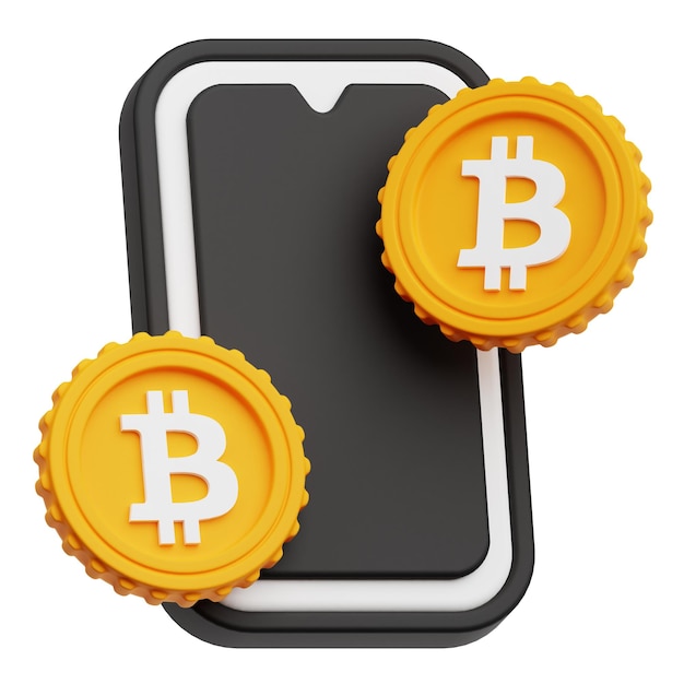 L'icône de l'application Bitcoin 3D isolée sur le fond blanc