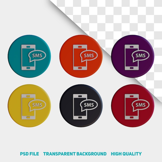 icône de l'application minimaliste sms de rendu 3d psd premium