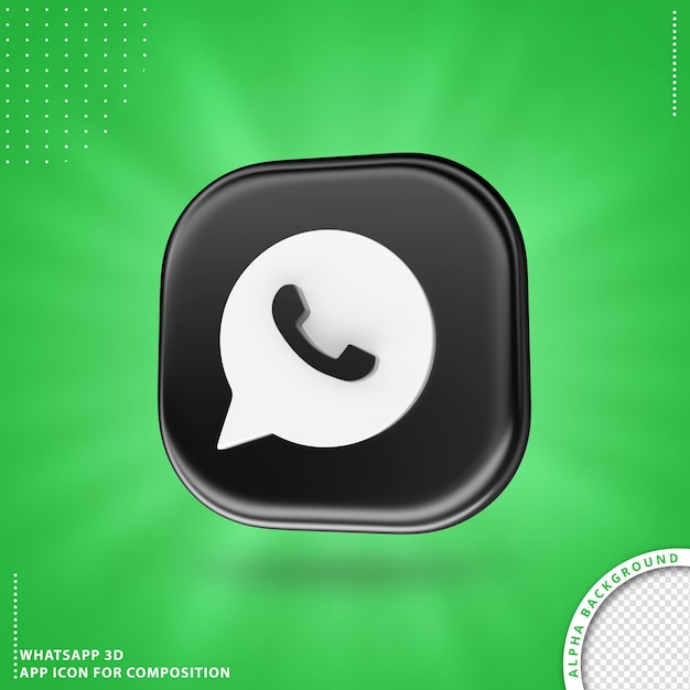 Icône D'application Whatsapp Pour Composition Noir