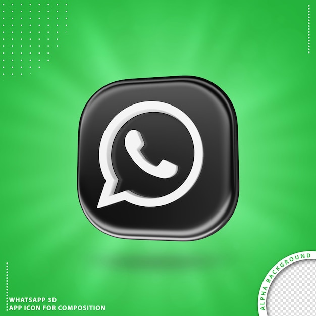 Icône D'application Whatsapp Pour Composition Noir