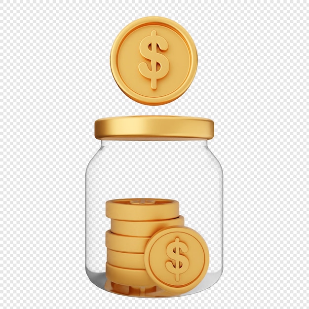 Icône de l'argent du dollar de la pièce 3D