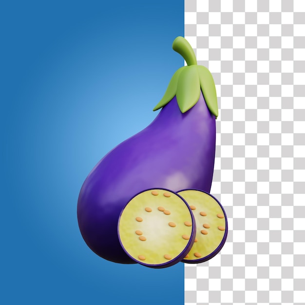 PSD icône d'aubergine en 3d