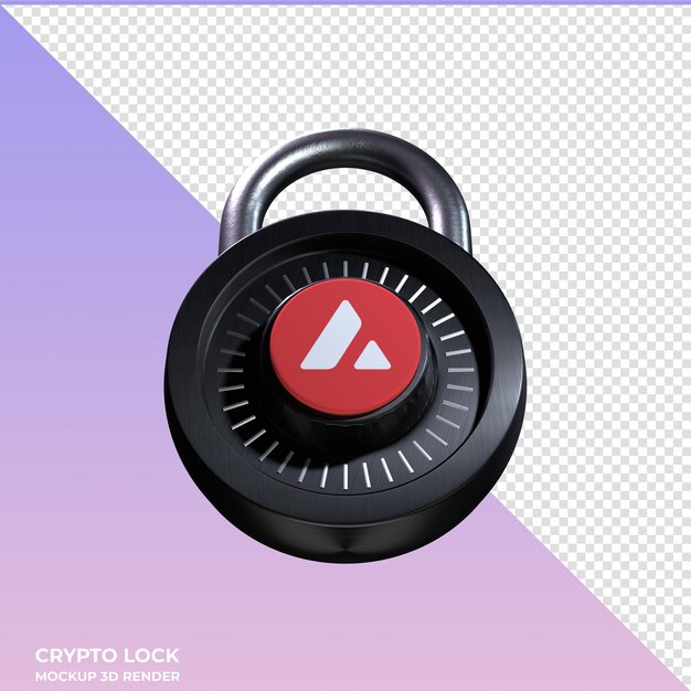 PSD Ícone avax 3d do crypto lock avalanche