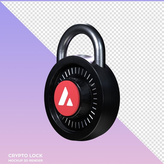 PSD Ícone avax 3d do crypto lock avalanche