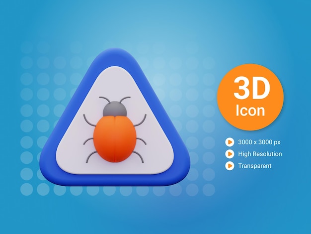 icône d'avertissement de bogue 3d