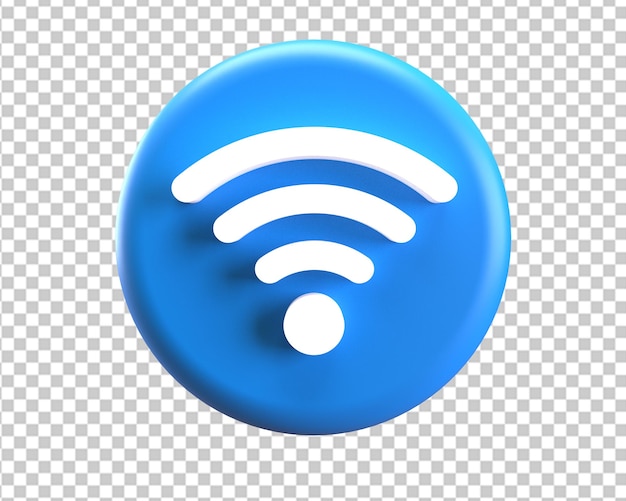 Ícone azul 3d do logotipo wifi