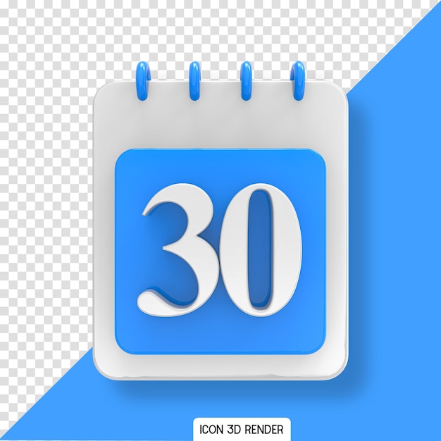 Ícone azul do dia do calendário 3d