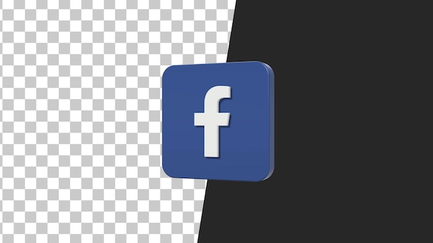 PSD Ícone azul quadrado 3d do facebook.