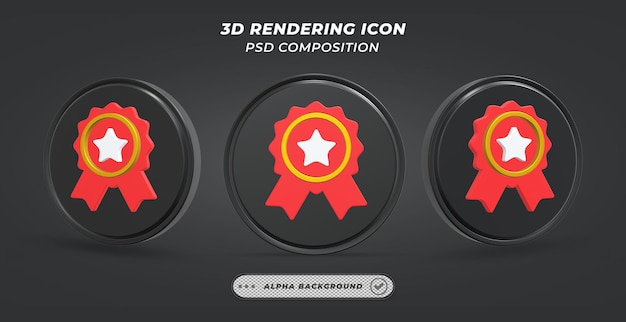 PSD icône de badge noir et blanc en rendu 3d