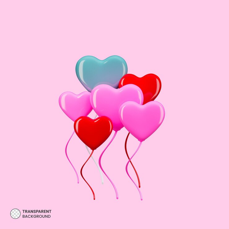 PSD icône de ballon flottant en forme de coeur de la saint-valentin illustration de rendu 3d isolée