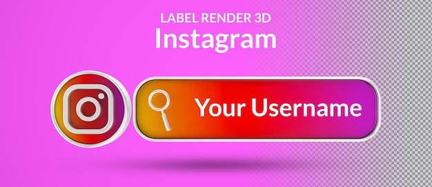 PSD icône de bannière instagram me trouver étiquette rendu 3d isolé