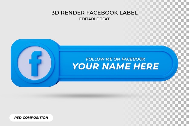 PSD l'icône de la bannière suit sur l'étiquette de rendu 3d de facebook