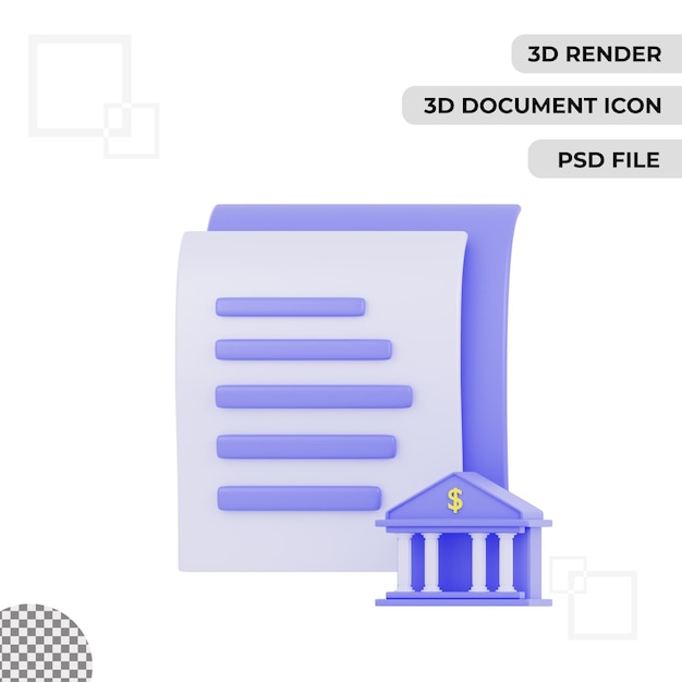 PSD l'icône de la banque de documents 3d rend le fond transparent isolé