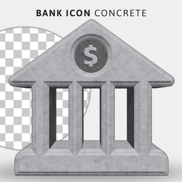 PSD icône de banque grise 3d sur fond transparent